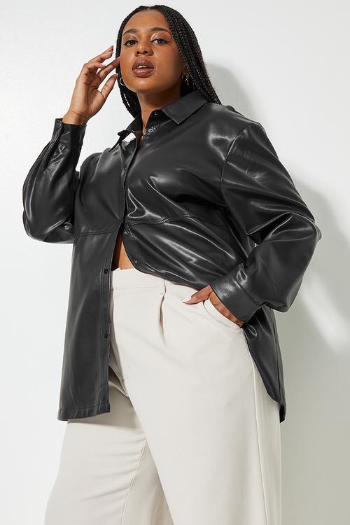 Pu over shirt - black