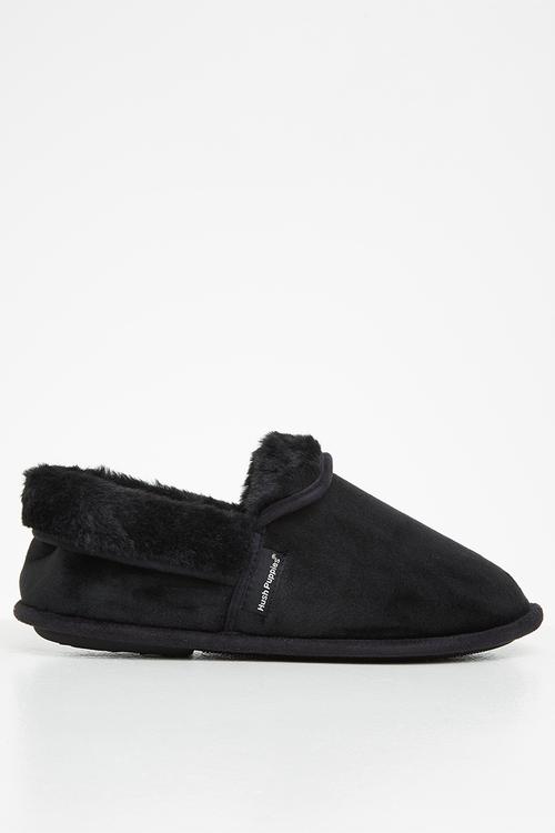 Lua slipper - black stretchy velour