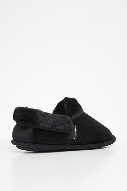 Lua slipper - black stretchy velour
