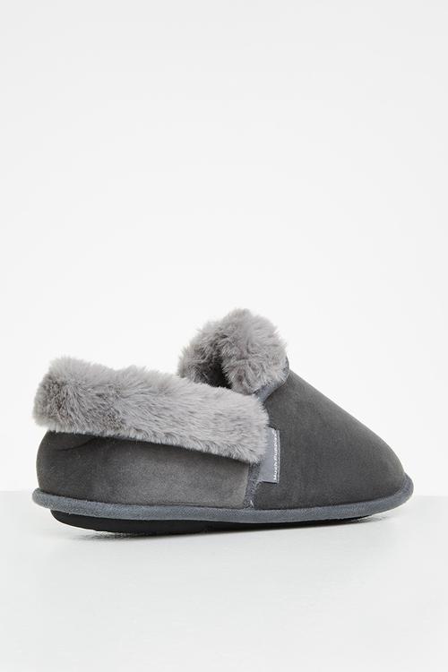 Lua slipper - grey stretchy velour