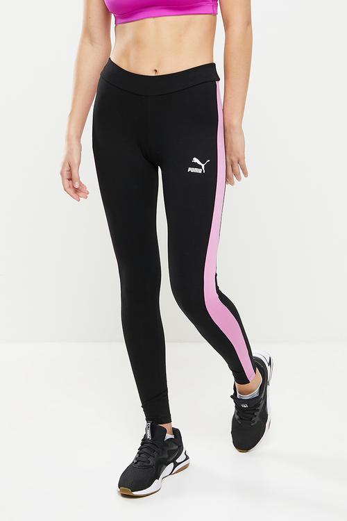 Iconic t7 leggings - puma black/opera mauve
