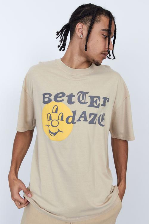 Oversized graphic t shirt - washed hommus & better daze