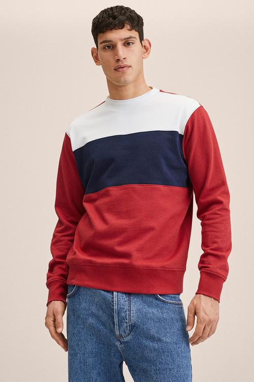 Latina colourblock plush sweatshirt- red