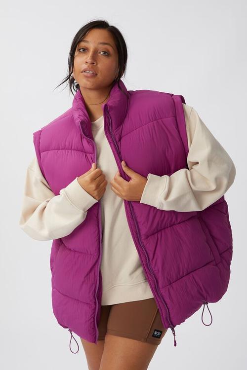 Curve active recycled mother puffer vest - deep orchid
