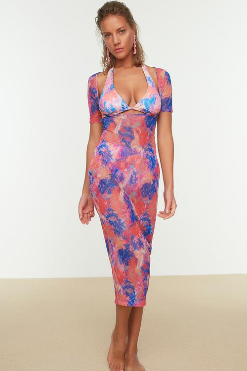 Blue mesh  beach dress - multi 