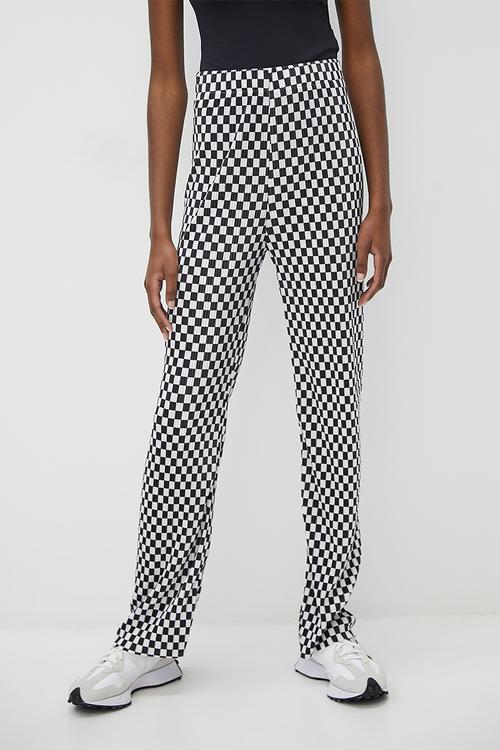 Plisse wide leg co-ord - black & white checkerboard