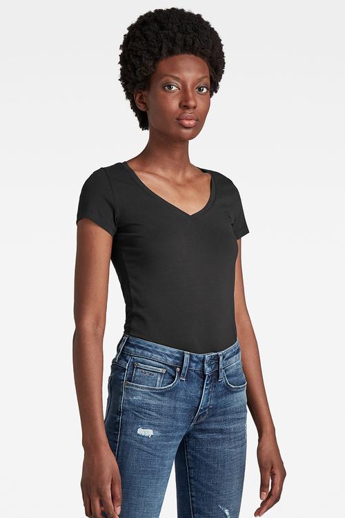 Base V-Neck Cap Sleeve Top - Black
