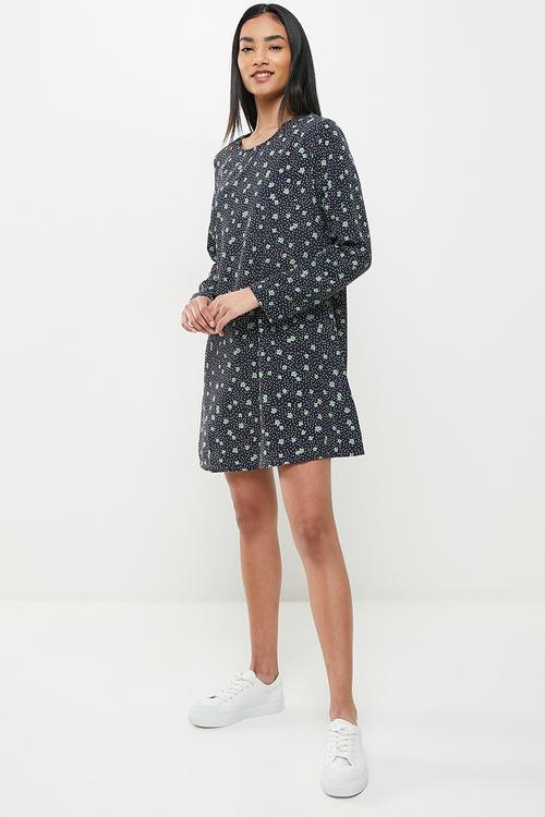 Messy spot tunic - sage & white print