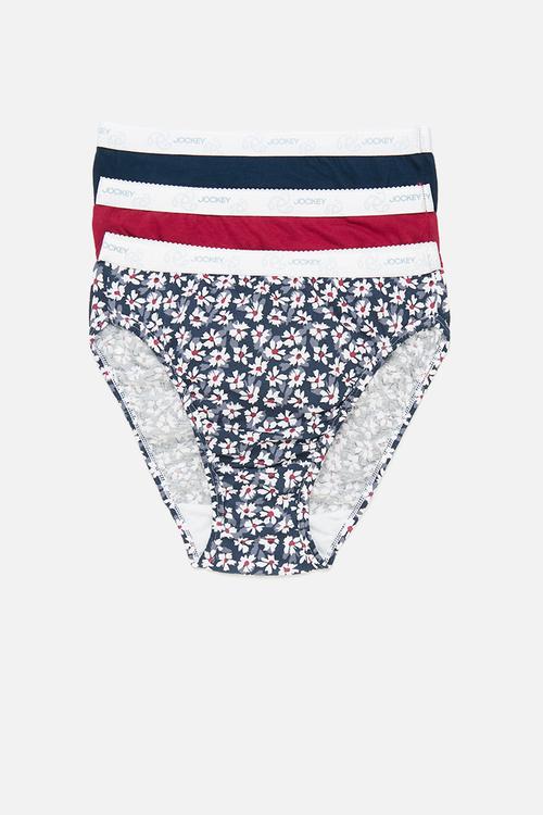 3 pk printed french cut - persian red/bursting daisy/midnight navy