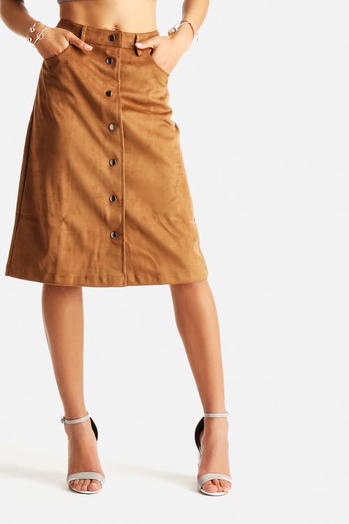 Button Highwaist Pocket Skirt