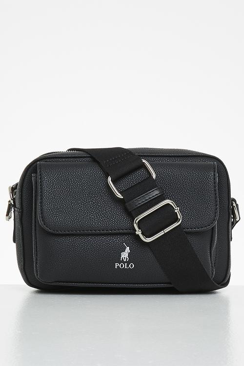Lyon camera bag with flap pocket - black