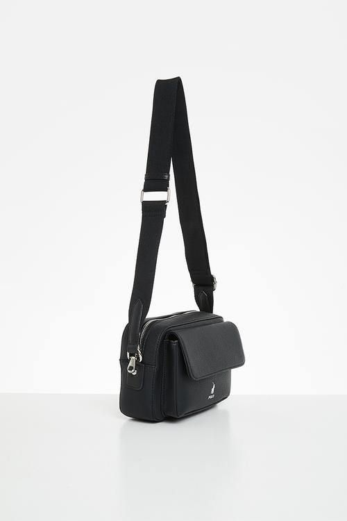 Lyon camera bag with flap pocket - black