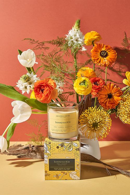 Honeysuckle glass collection candle