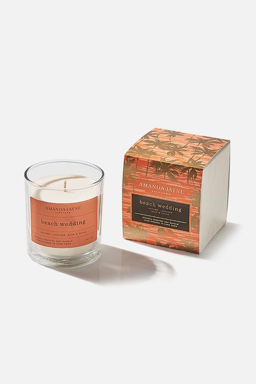 Beach wedding glass collection candle