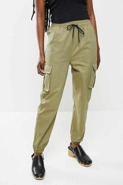 Cuffed cargo pants - olive