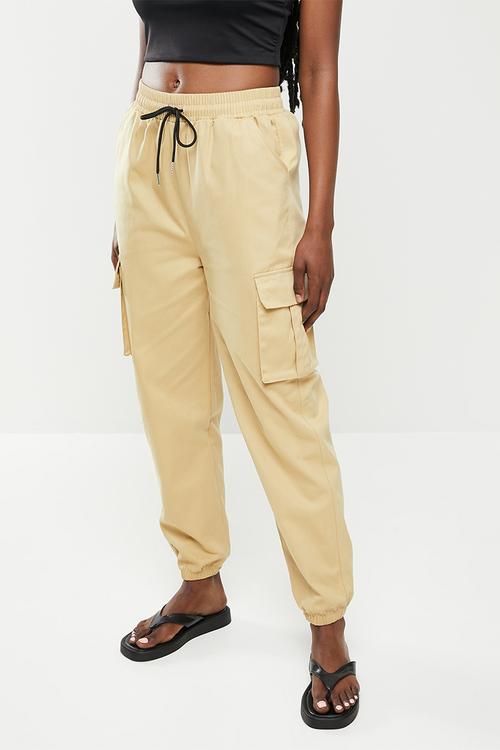 Cuffed cargo pants - stone