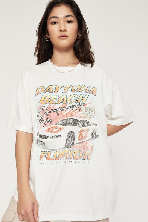 Camryn oversized printed t shirt - winter white/daytona