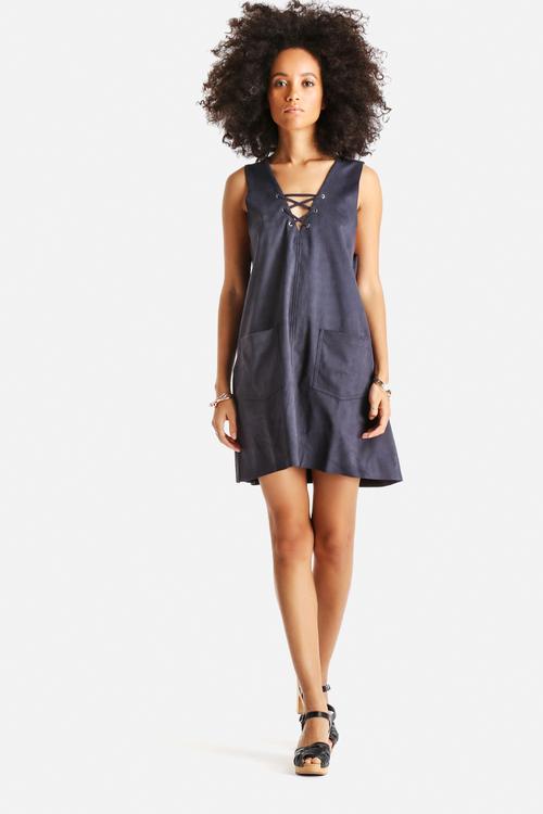 Lace-Up V-Neck Dress