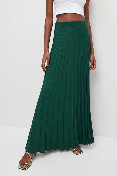 Pleated maxi skirt - bottle green