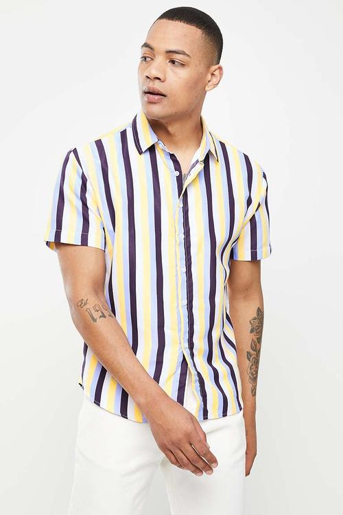 Vertical stripe shirt - white & navy