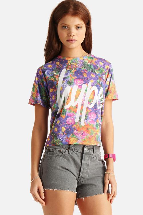 Violet Fade Floral Crop T-Shirt