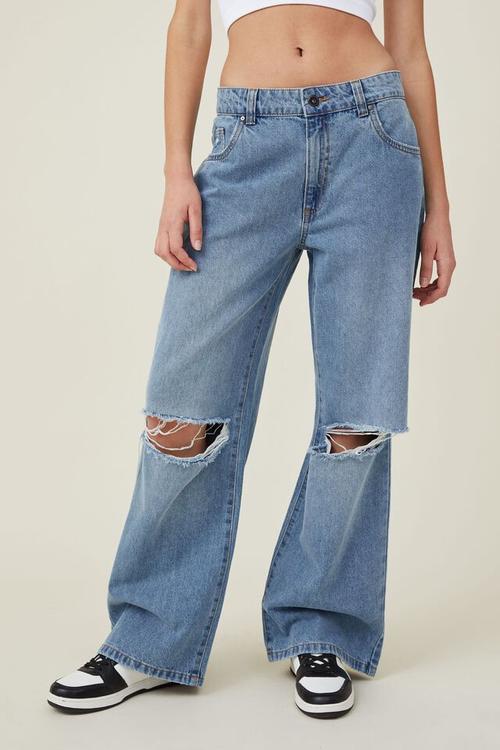 Low rise baggy jean - rain blue rip