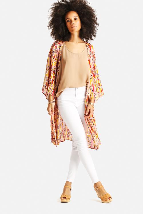Deco Flower Print Kimono