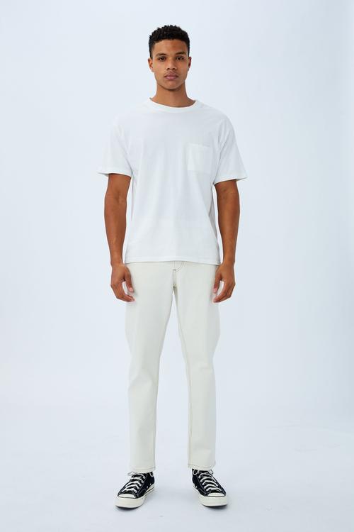 Slim straight jean - white
