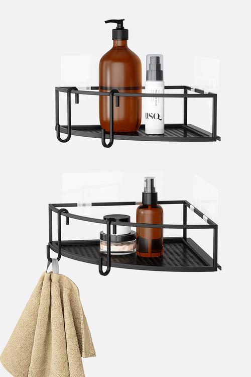 Cubiko corner shower bins set of 2 - black