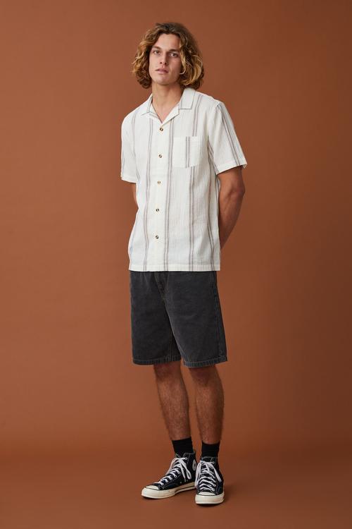 Riviera short sleeve shirt - ecru stripe