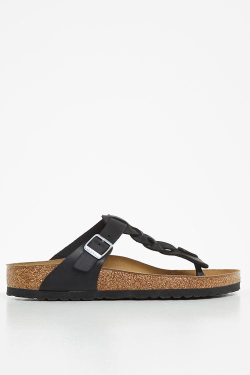 Gizeh braided fl waxy oiled leather regular - black