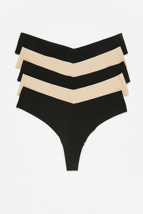 The invisible g string brief 5 pack - black & frappe