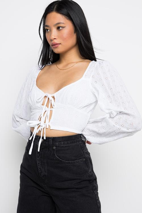 Broderie crop - white
