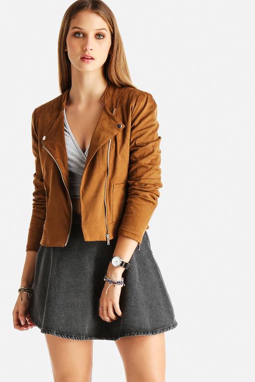Ally Short Faux Suede Jacket