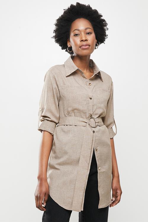Shirt dress - tan