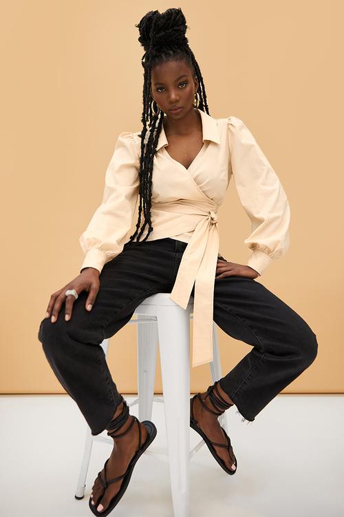 Lulama Wolf wrap blouse - Sahara