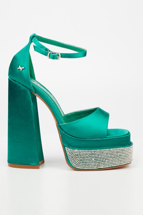 Sachi 1 ankle tie platform heel - green