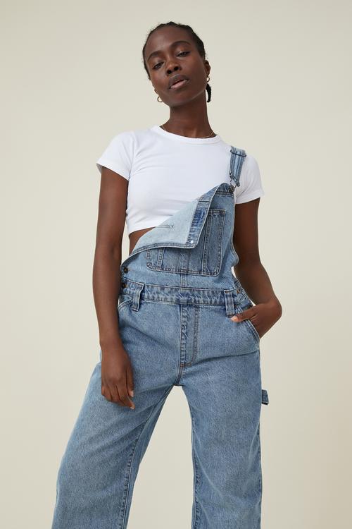 Utility denim overall long - rain blue