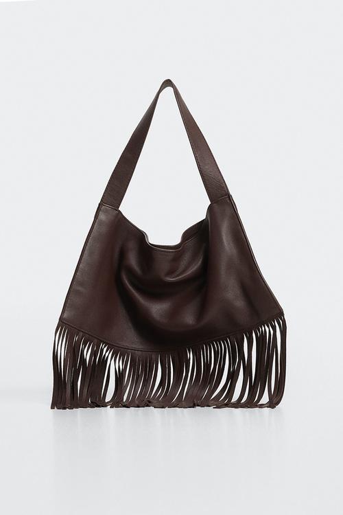 Fringe leather bag - chocolate