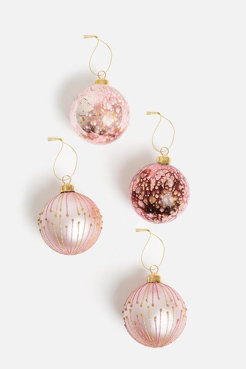 Sparkle Christmas Baubles - pink