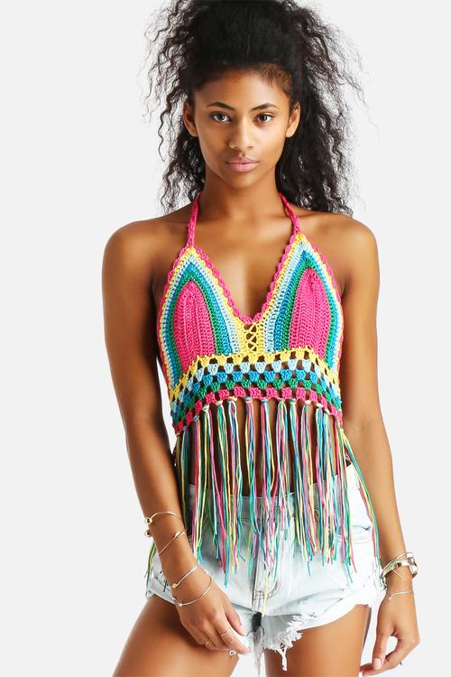 Rainbow Crochet Top