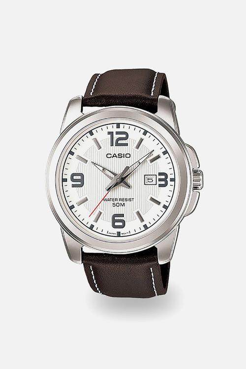 Analog watch - silver & brown