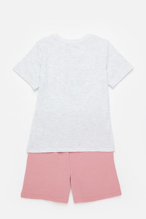 Boys t-shirt & sweat short set - grey & pink