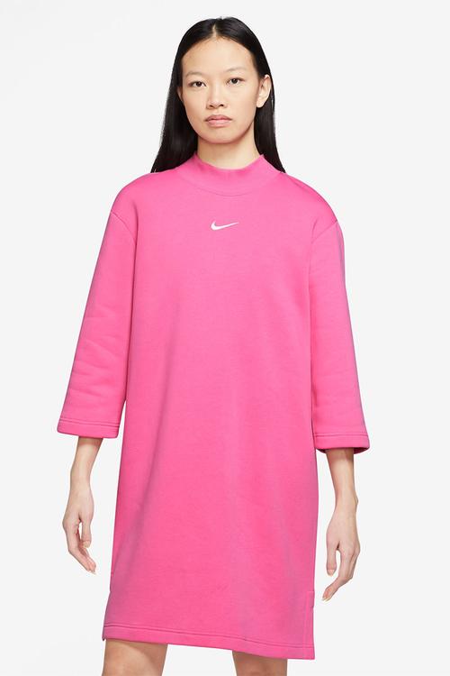 W nike sports wear phoenix fleece 3q dress - pinksicle & sail