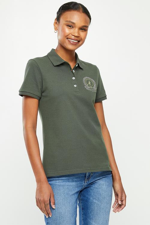 Mya short sleeve nailhead crest golfer - olive