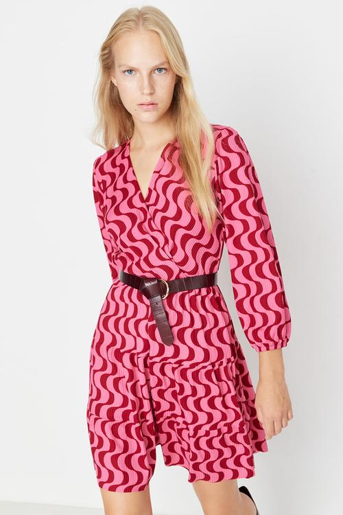 Print wrap dress - plum