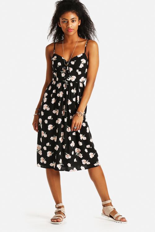 Erin Tie Front Floral Midi Dress