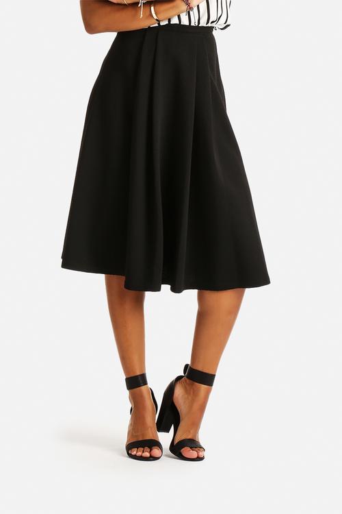 Texture Waffle Balloon Midi Skirt