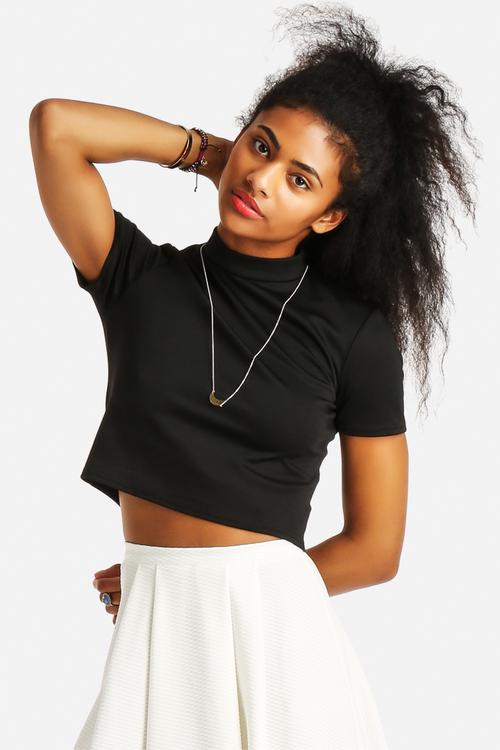 Kate High Neck Crop Tee