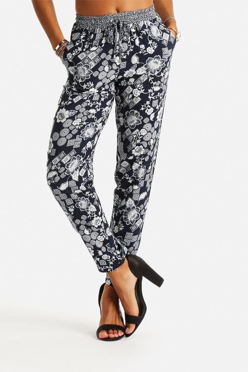 Border Print Slim Leg Trouser